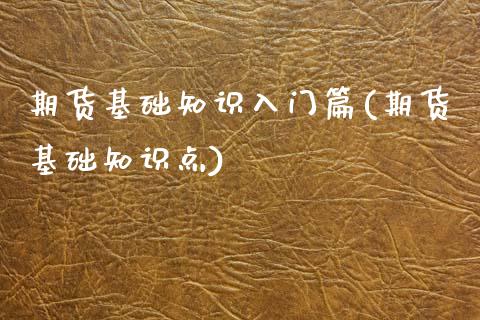 期货基础知识入门篇(期货基础知识点)_https://www.boyangwujin.com_道指期货_第1张