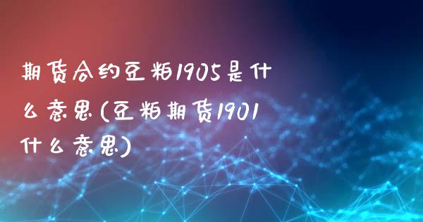 期货合约豆粕1905是什么意思(豆粕期货1901什么意思)_https://www.boyangwujin.com_期货科普_第1张