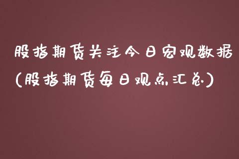 股指期货关注今日宏观数据(股指期货每日观点汇总)