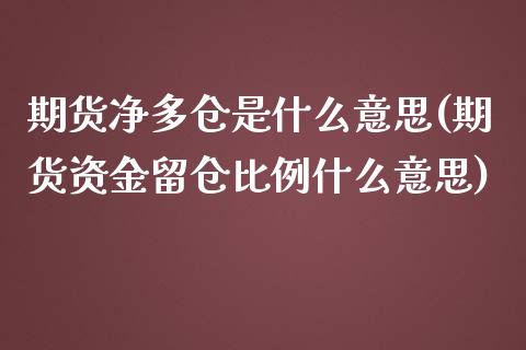 期货净多仓是什么意思(期货资金留仓比例什么意思)_https://www.boyangwujin.com_纳指期货_第1张