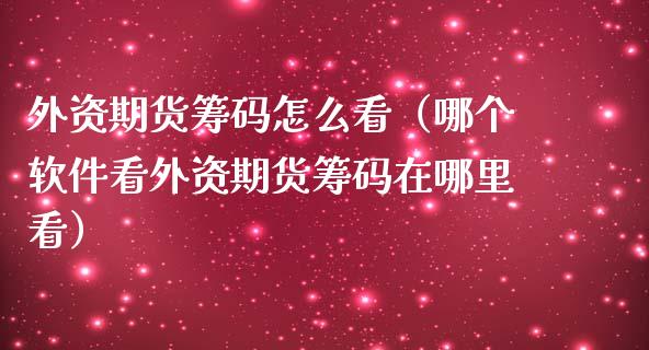 外资期货筹码怎么看（哪个软件看外资期货筹码在哪里看）