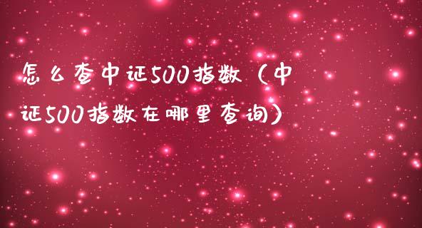 怎么查中证500指数（中证500指数在哪里查询）