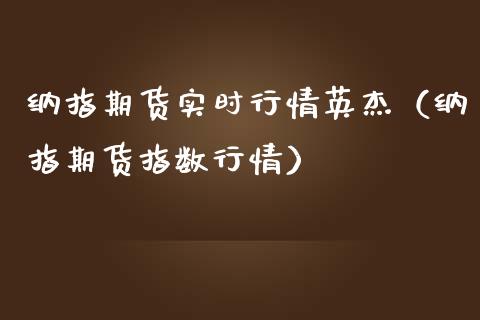 纳指期货实时行情英杰（纳指期货指数行情）