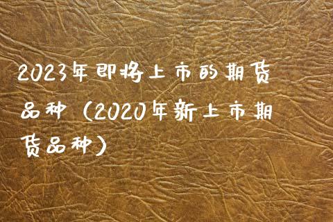 2023年即将上市的期货品种（2020年新上市期货品种）