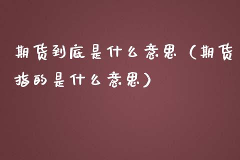 期货到底是什么意思（期货指的是什么意思）