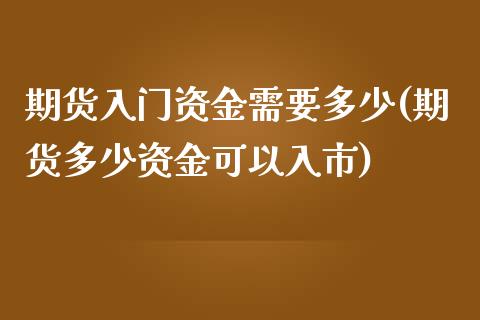 期货入门资金需要多少(期货多少资金可以入市)