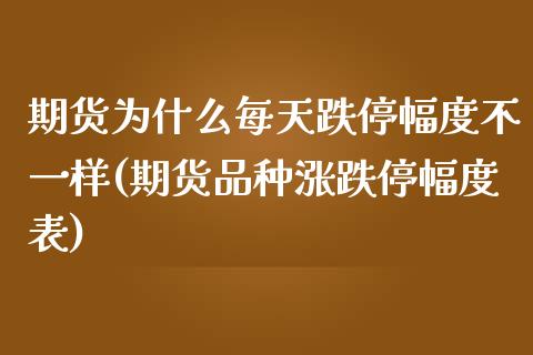 期货为什么每天跌停幅度不一样(期货品种涨跌停幅度表)_https://www.boyangwujin.com_内盘期货_第1张