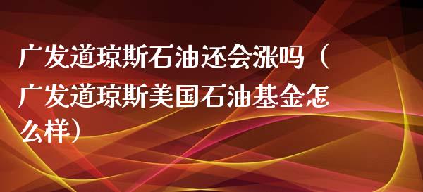 广发道琼斯石油还会涨吗（广发道琼斯美国石油基金怎么样）