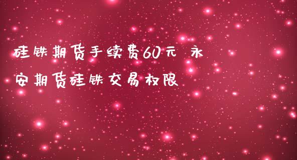 硅铁期货手续费60元 永安期货硅铁交易权限