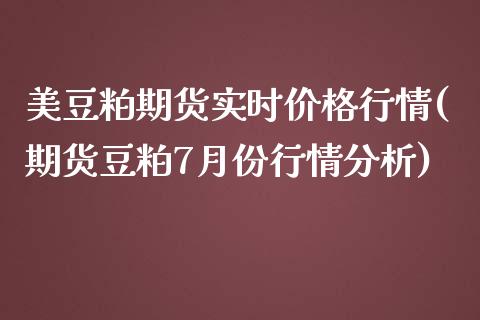 美豆粕期货实时价格行情(期货豆粕7月份行情分析)