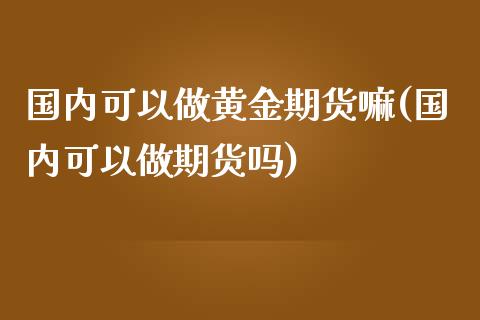 国内可以做黄金期货嘛(国内可以做期货吗)