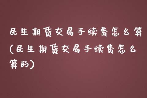 民生期货交易手续费怎么算(民生期货交易手续费怎么算的)