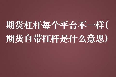 期货杠杆每个平台不一样(期货自带杠杆是什么意思)