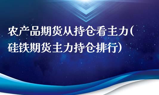 农产品期货从持仓看主力(硅铁期货主力持仓排行)