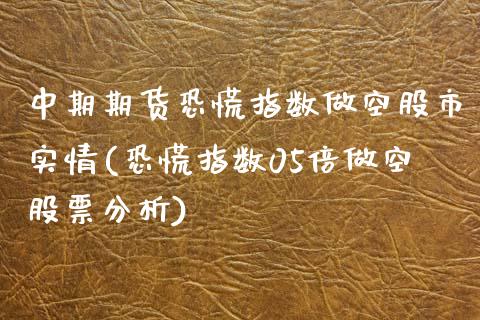 中期期货恐慌指数做空股市实情(恐慌指数05倍做空股票分析)_https://www.boyangwujin.com_黄金期货_第1张