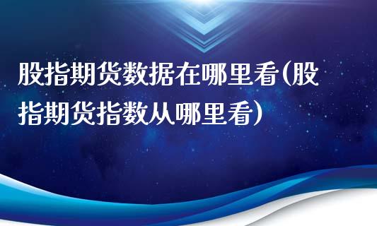 股指期货数据在哪里看(股指期货指数从哪里看)