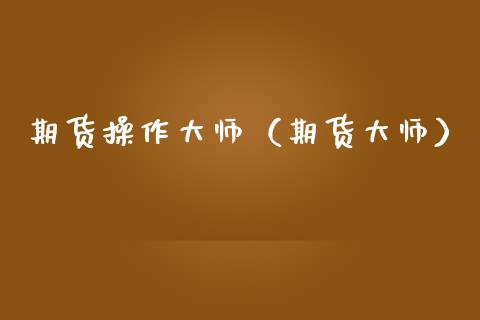 期货操作大师（期货大师）