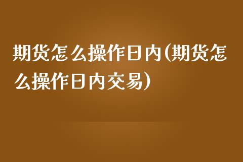 期货怎么操作日内(期货怎么操作日内交易)