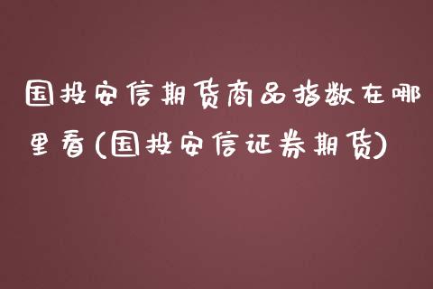 国投安信期货商品指数在哪里看(国投安信证券期货)