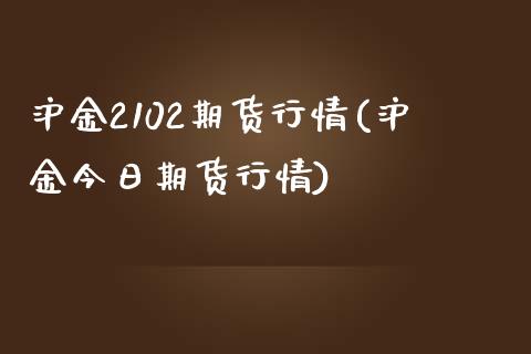 沪金2102期货行情(沪金今日期货行情)