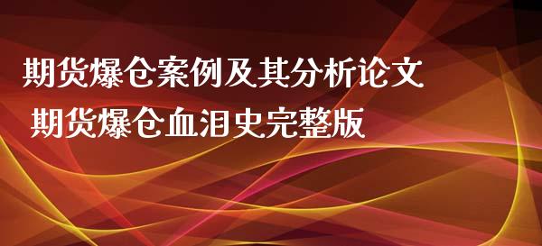 期货爆仓案例及其分析论文 期货爆仓血泪史完整版