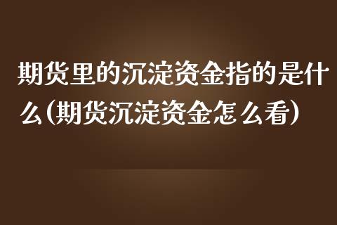 期货里的沉淀资金指的是什么(期货沉淀资金怎么看)_https://www.boyangwujin.com_道指期货_第1张