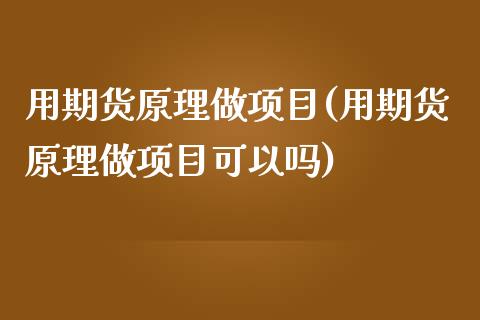 用期货原理做项目(用期货原理做项目可以吗)