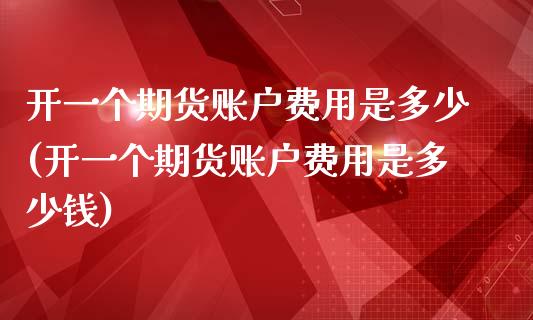 开一个期货账户费用是多少(开一个期货账户费用是多少钱)