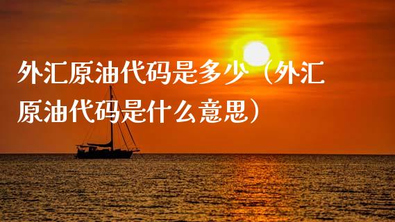 外汇原油代码是多少（外汇原油代码是什么意思）_https://www.boyangwujin.com_黄金期货_第1张