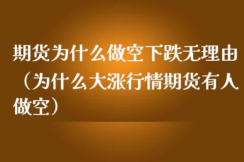 期货为什么做空下跌无理由（为什么大涨行情期货有人做空）_https://www.boyangwujin.com_期货直播间_第1张