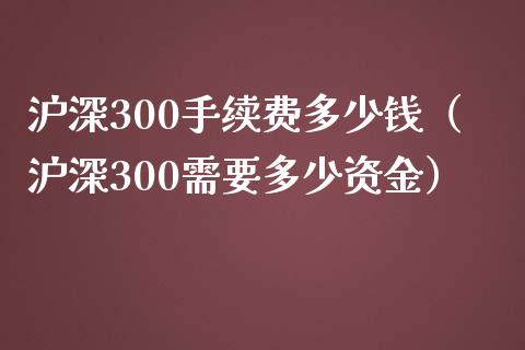 沪深300手续费多少钱（沪深300需要多少资金）