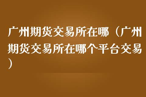 广州期货交易所在哪（广州期货交易所在哪个平台交易）