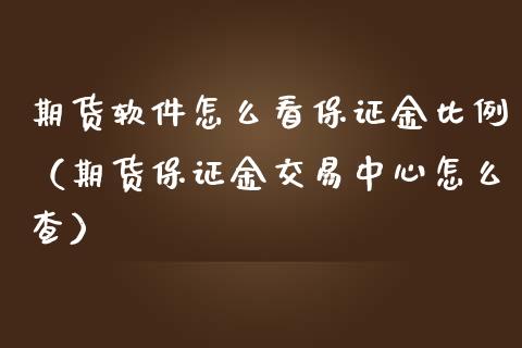 期货软件怎么看保证金比例（期货保证金交易中心怎么查）