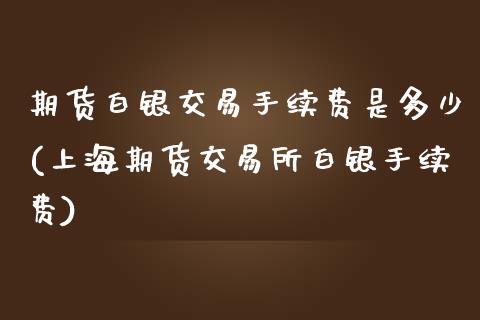 期货白银交易手续费是多少(上海期货交易所白银手续费)