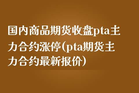 国内商品期货收盘pta主力合约涨停(pta期货主力合约最新报价)_https://www.boyangwujin.com_白银期货_第1张