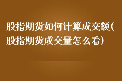 股指期货如何计算成交额(股指期货成交量怎么看)