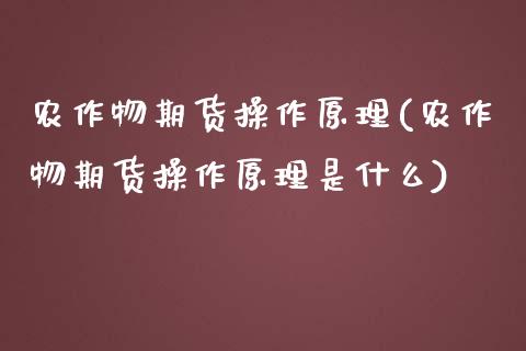 农作物期货操作原理(农作物期货操作原理是什么)