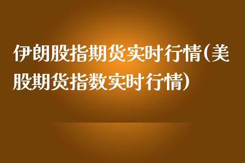 伊朗股指期货实时行情(美股期货指数实时行情)