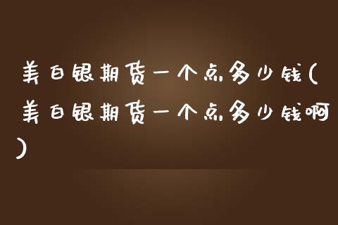 美白银期货一个点多少钱(美白银期货一个点多少钱啊)