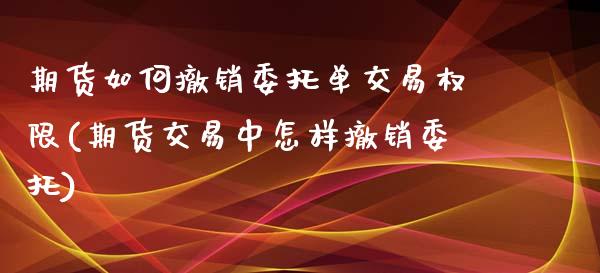 期货如何撤销委托单交易权限(期货交易中怎样撤销委托)