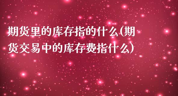 期货里的库存指的什么(期货交易中的库存费指什么)_https://www.boyangwujin.com_期货直播间_第1张