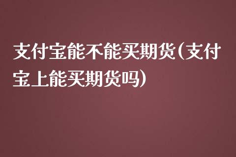 支付宝能不能买期货(支付宝上能买期货吗)