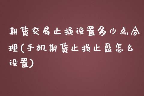 期货交易止损设置多少点合理(手机期货止损止盈怎么设置)