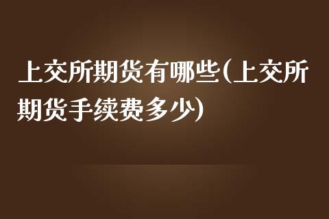 上交所期货有哪些(上交所期货手续费多少)