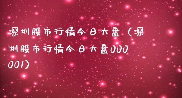 深圳股市行情今日大盘（深圳股市行情今日大盘000001）_https://www.boyangwujin.com_期货直播间_第1张