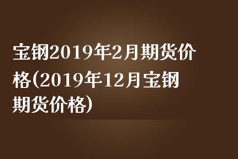 宝钢2019年2月期货价格(2019年12月宝钢期货价格)