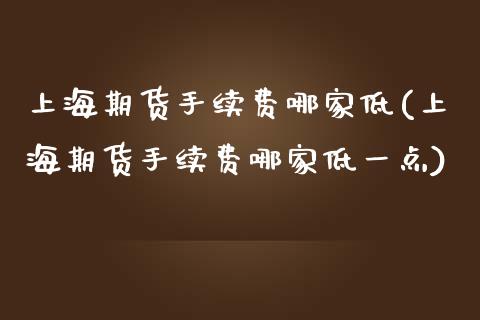 上海期货手续费哪家低(上海期货手续费哪家低一点)