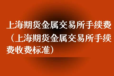 上海期货金属交易所手续费（上海期货金属交易所手续费收费标准）