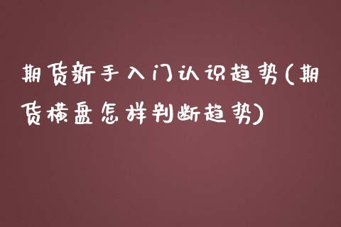 期货新手入门认识趋势(期货横盘怎样判断趋势)_https://www.boyangwujin.com_恒指直播间_第1张