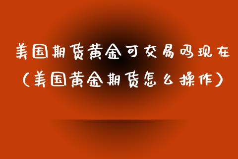 美国期货黄金可交易吗现在（美国黄金期货怎么操作）_https://www.boyangwujin.com_道指期货_第1张